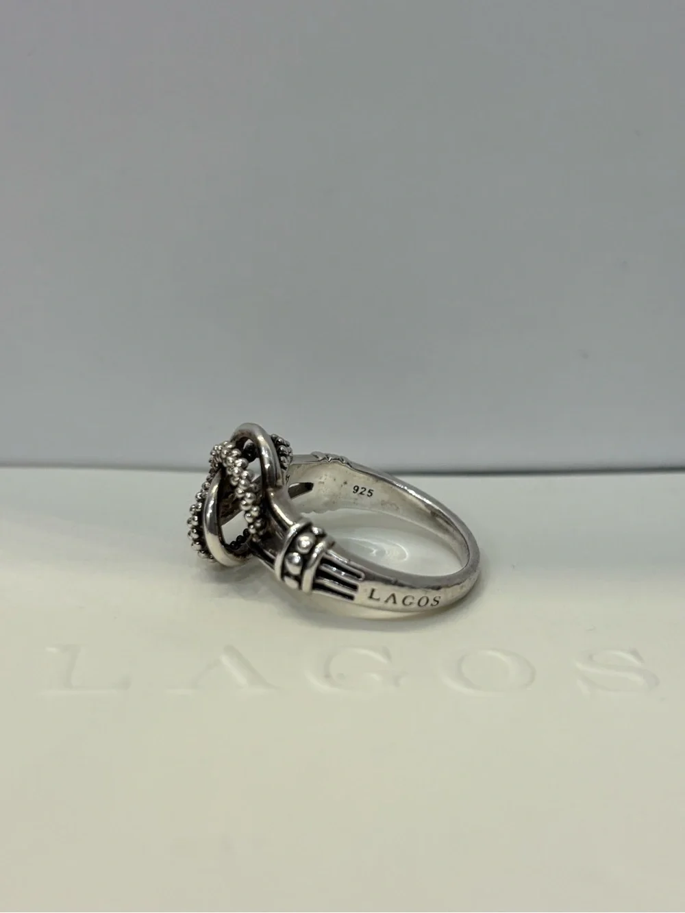 SOLD LAGOS Silver love knot Caviar Ring - Picture 2 of 3